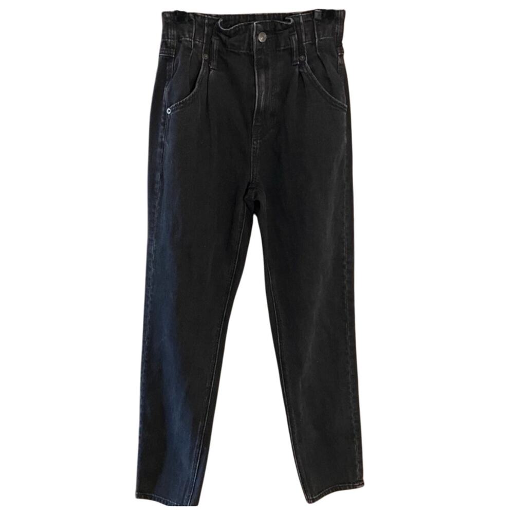 American Eagle Women's High Waisted Paperbag Mom Jeans‎ Size 00 Washed Black
